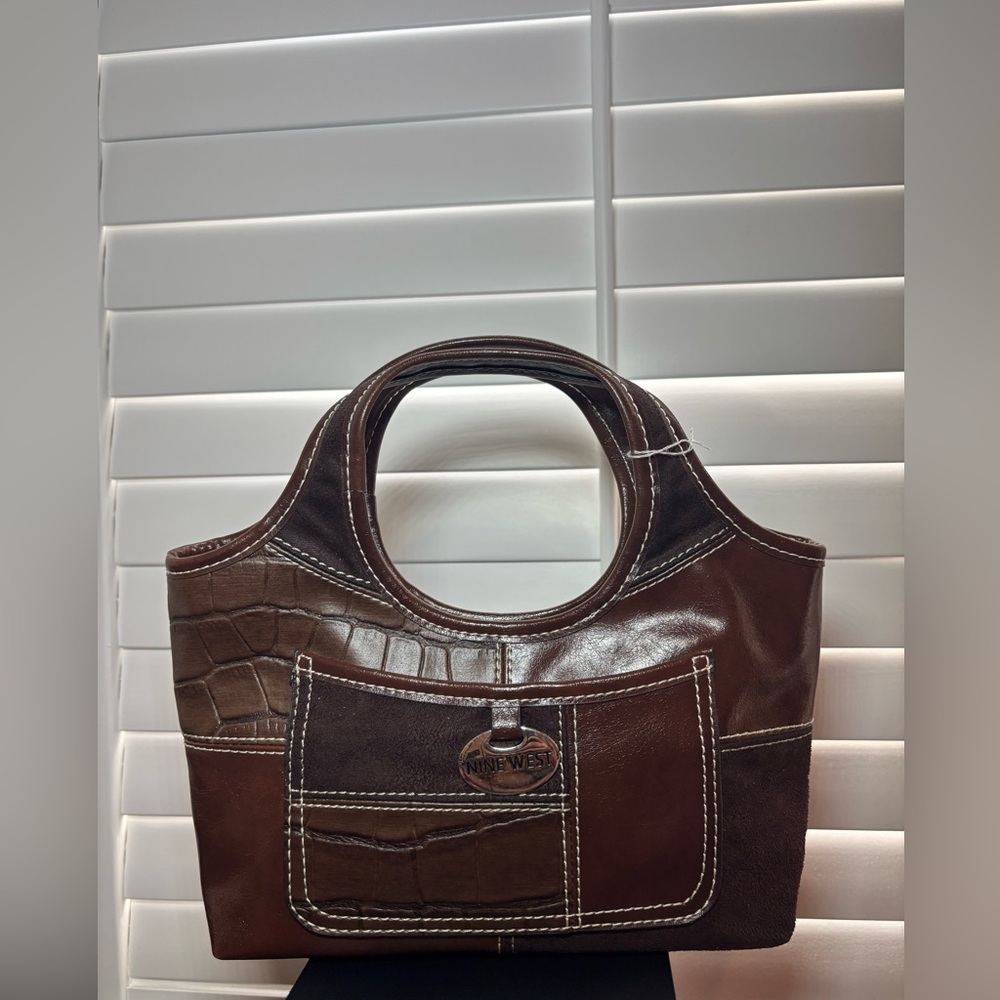 Nine West Dark Brown Patchwork Tote